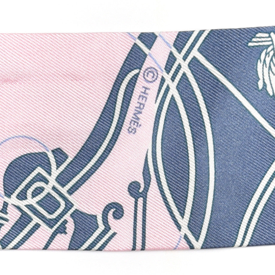 Hermes Silk Ex-Libris Twilly Rose Pale Vert Ocre 3 of 4