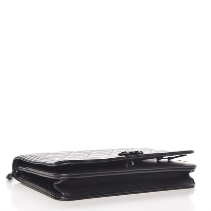 Chanel Lambskin Quilted Boy Wallet On Chain WOC So Black 4 of 12