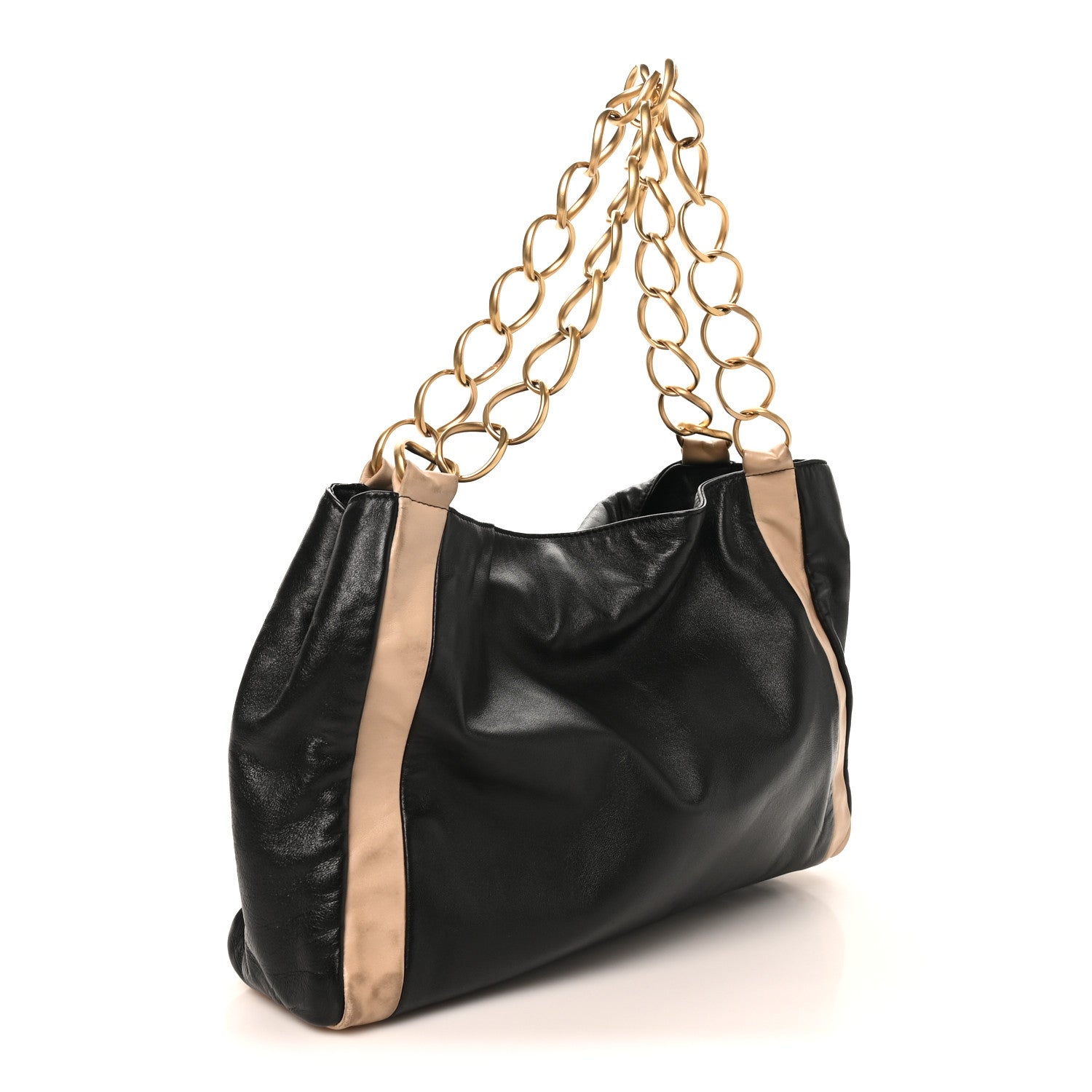 Chanel Lambskin Small Olsen Shoulder Bag Black Beige 2 of 9