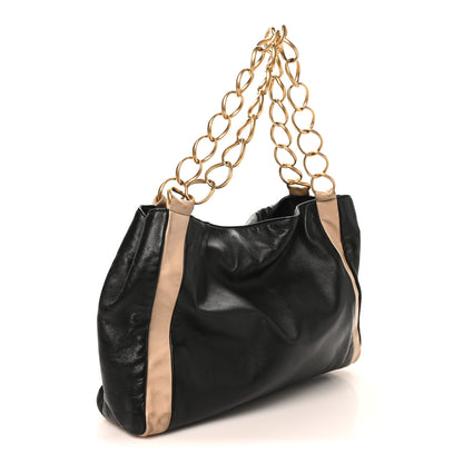 Chanel Lambskin Small Olsen Shoulder Bag Black Beige 2 of 9