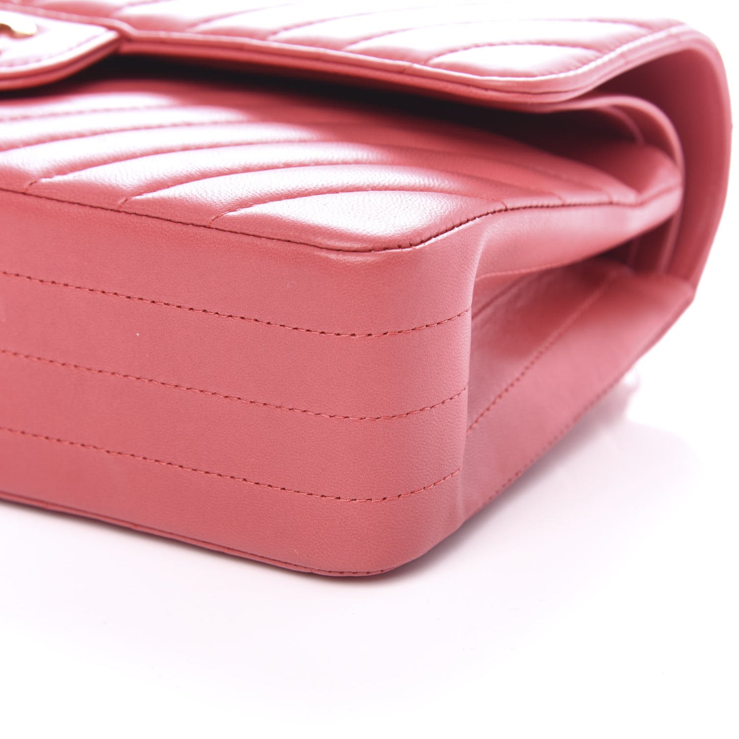 Lambskin Chevron Quilted Medium Double Flap Pink