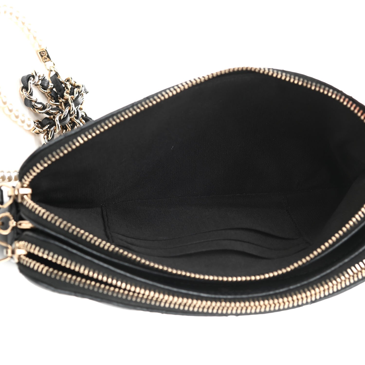 Chanel Iridescent Lambskin Quilted Pearl Clutch With Chain Black 10 of 13