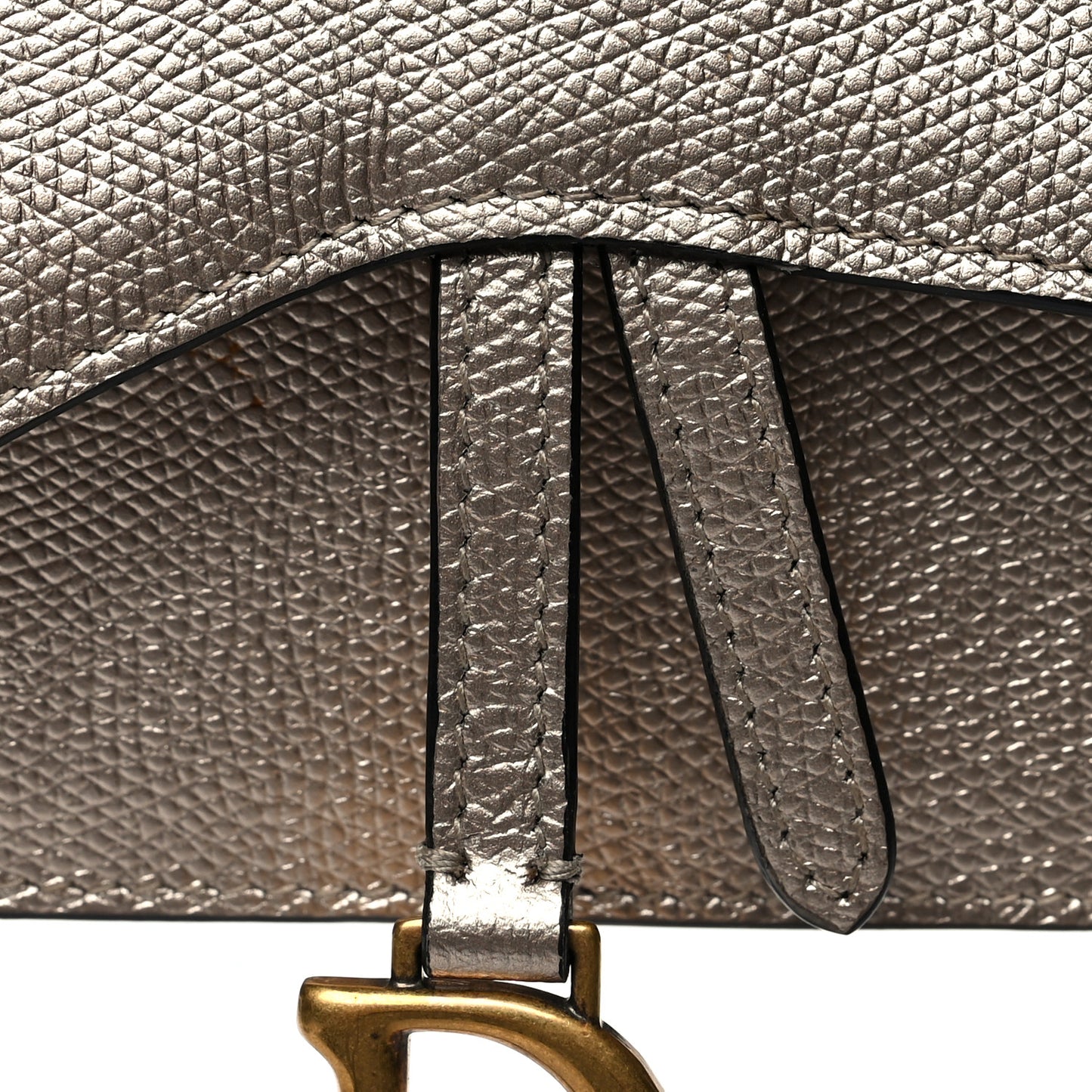 Metallic Grained Calfskin Saddle Belt Bag Gold