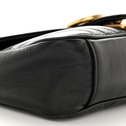 Gucci Calfskin Matelasse Small GG Marmont Shoulder Bag Black 10 of 15