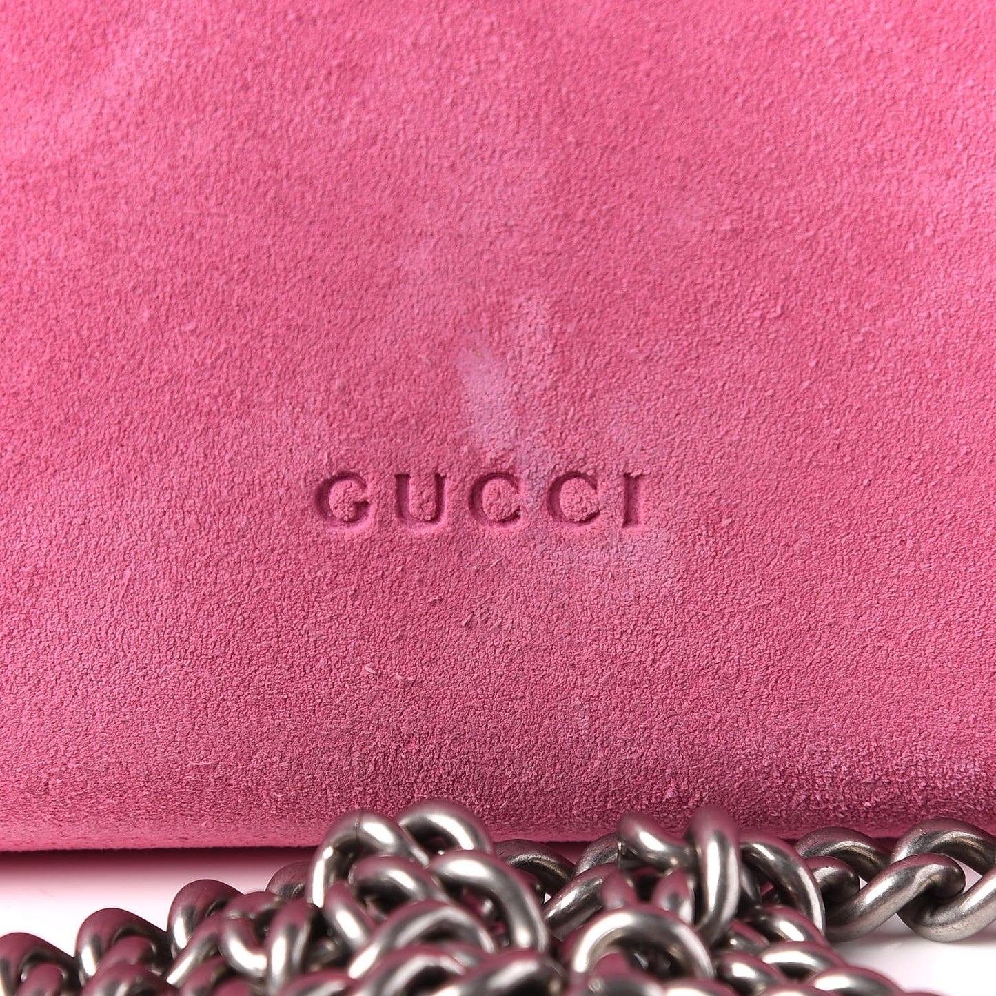 Suede Mini Dionysus Chain Wallet Pink Tropical Flower