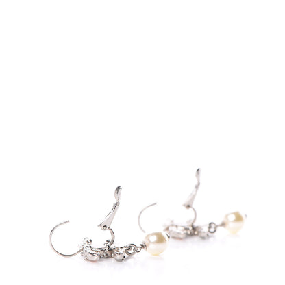 Chanel Crystal Beaded Pearl CC Drop Earrings Silver Multicolor 3 of 5