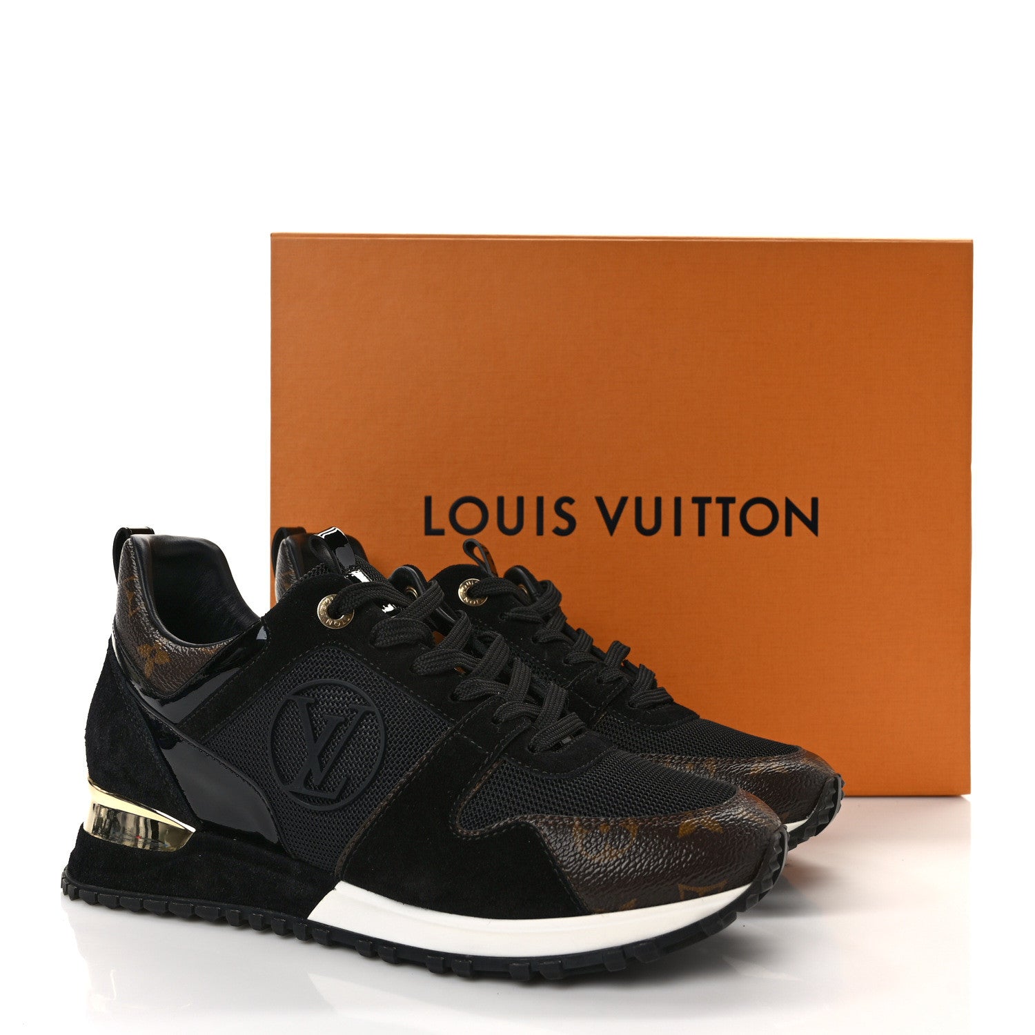 Louis Vuitton Suede Monogram Run Away Sneakers 38.5 Black 10 of 10