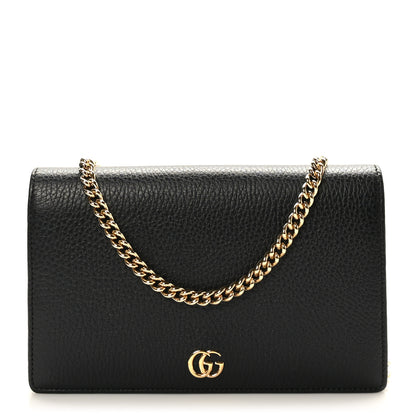 Gucci Calfskin Mini GG Marmont Chain Wallet Black 1 of 8