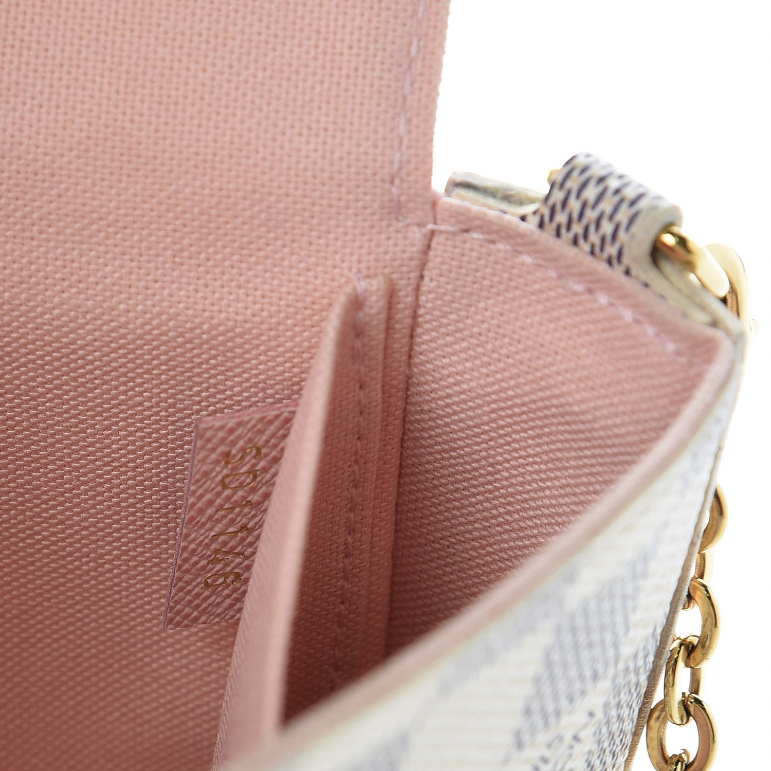 Louis Vuitton Damier Azur Pochette Felicie Chain Wallet Rose Ballerine 9 of 16