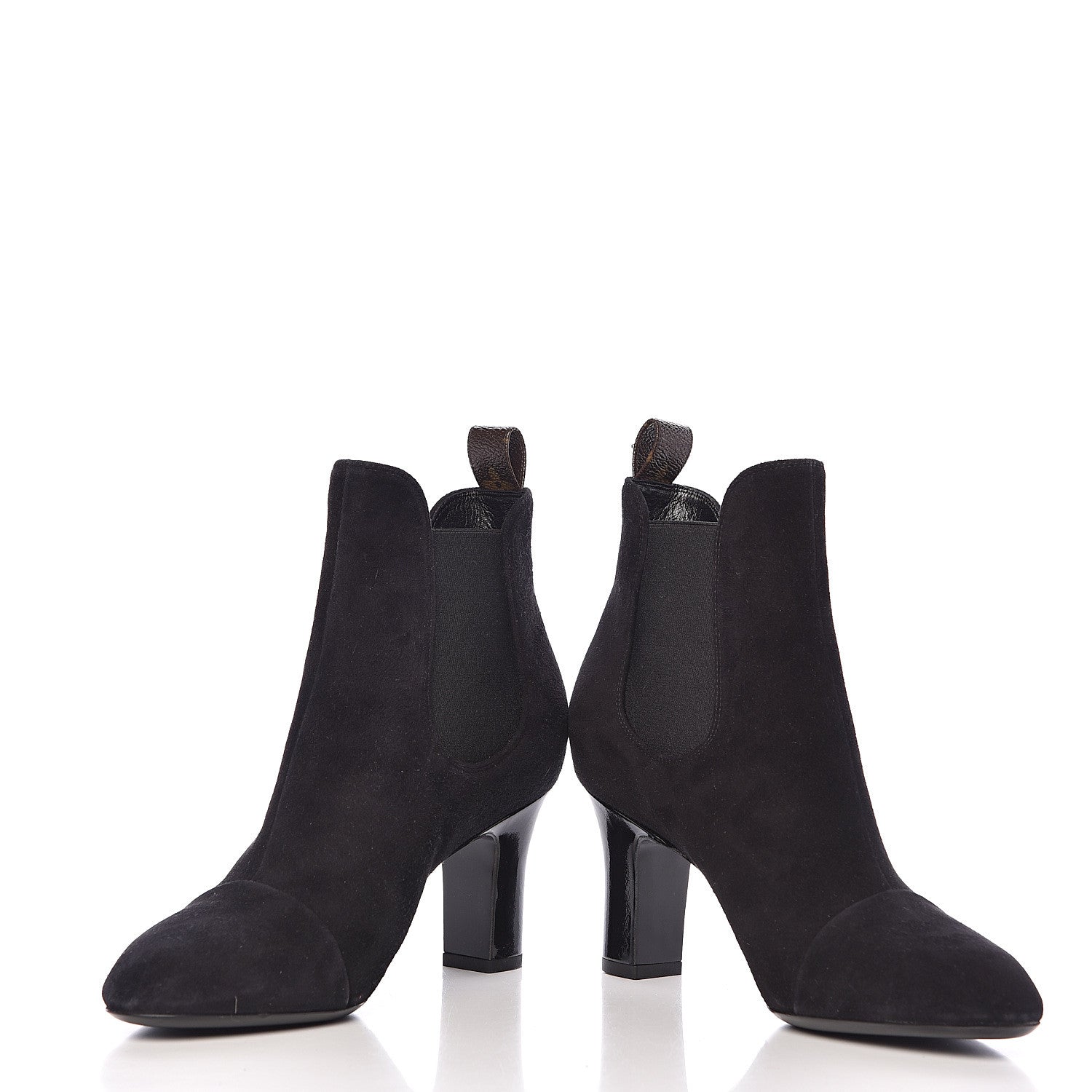 Louis Vuitton Suede Monogram Uniformes Cap Toe Chelsea 75mm Ankle Boots 38.5 Black 7 of 13