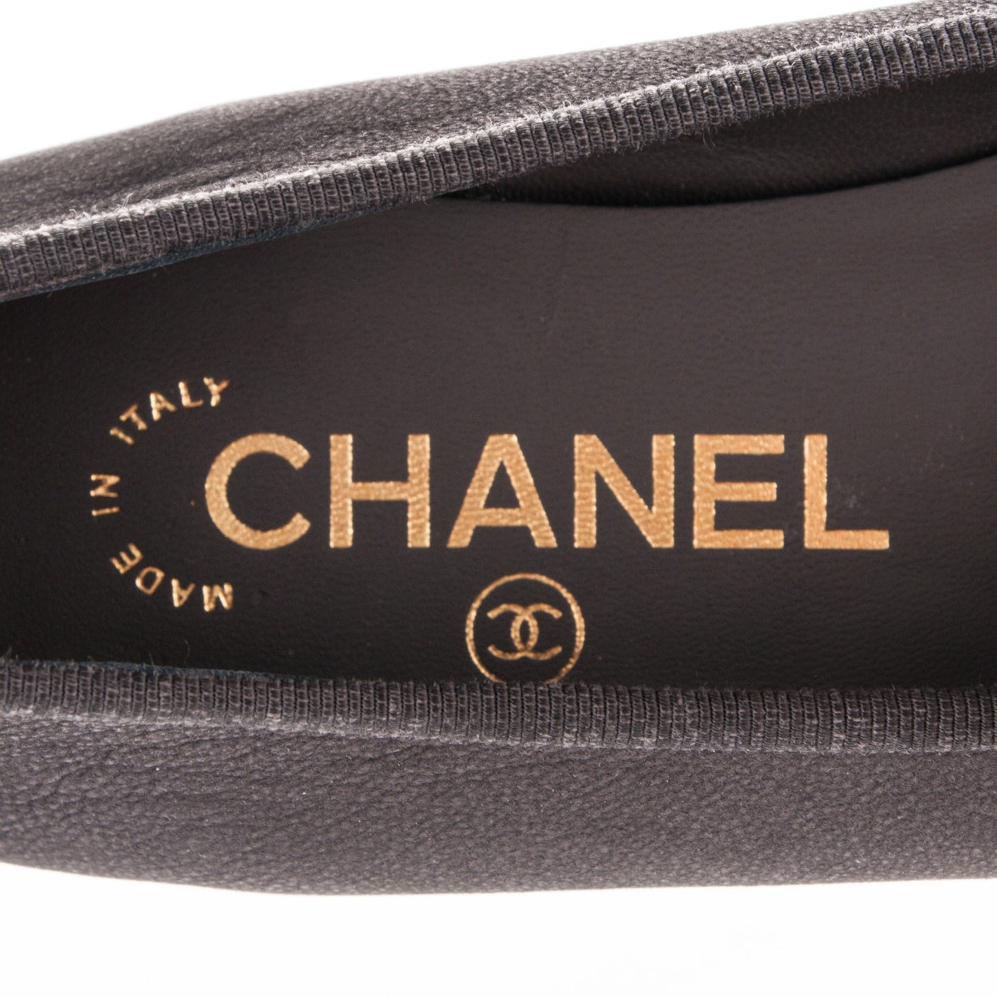 Suede Lambskin Cap Toe CC Ballerina Flats 36.5 Grey Black