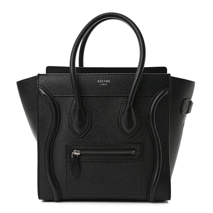Celine Drummed Calfskin Micro Luggage Black 1 of 9