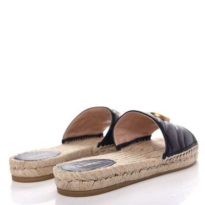 Gucci Nappa Matelasse GG Marmont Espadrille Slide Sandals 38 Black 4 of 12