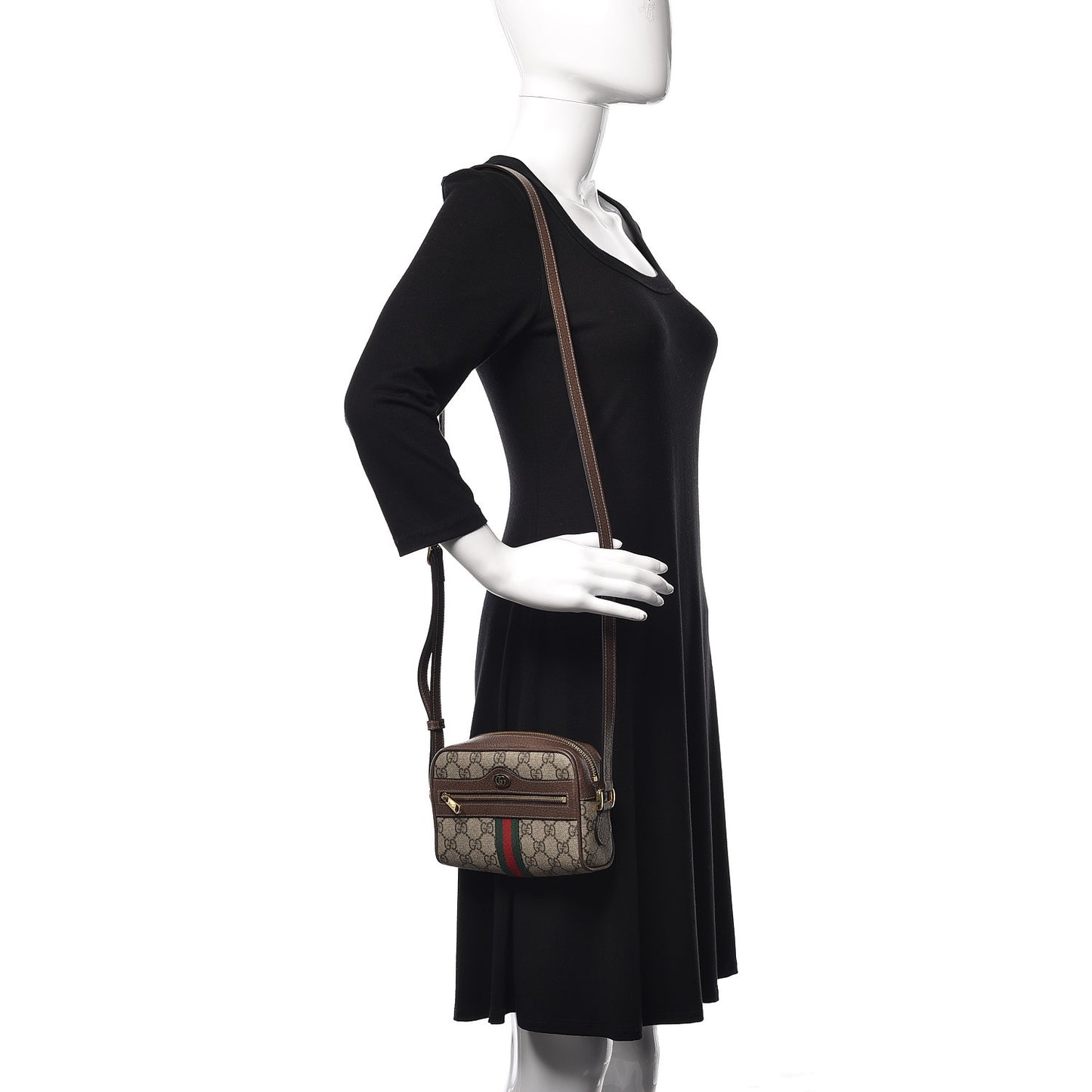 GG Supreme Monogram Web Mini Ophidia Shoulder Bag Brown