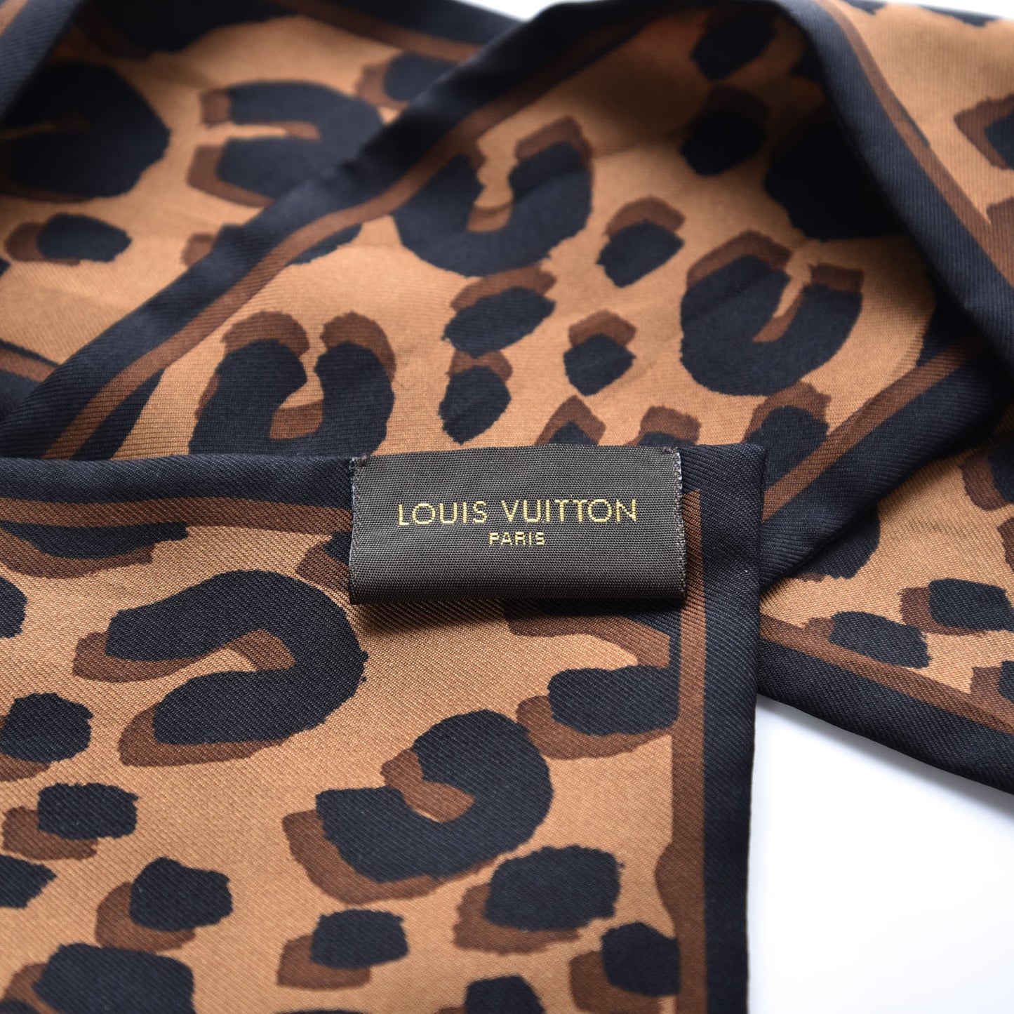 Silk Leopard Bandeau Scarf Marron
