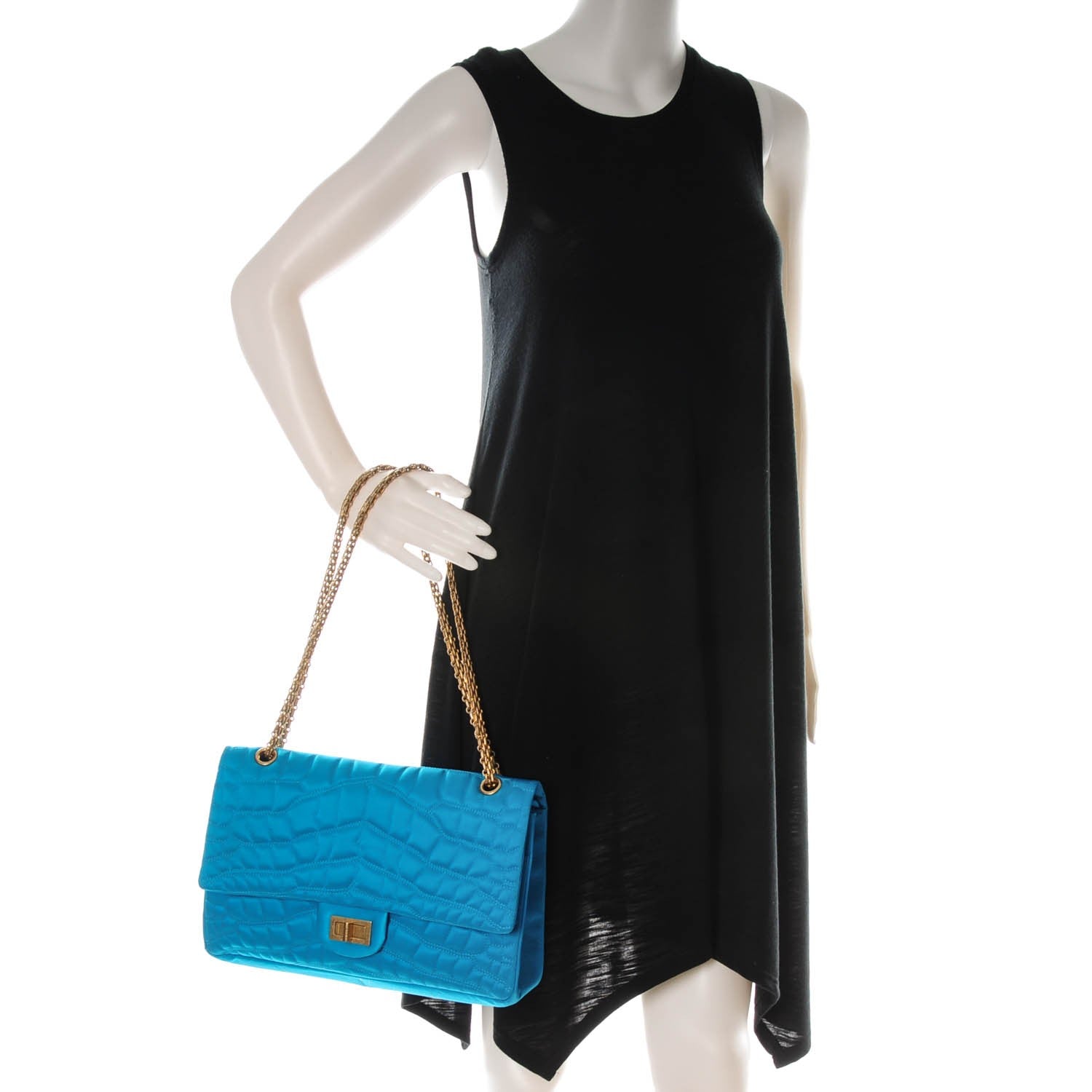 Chanel Satin Coco's Croc 2.55 Reissue 227 Flap Turquoise 2 of 8