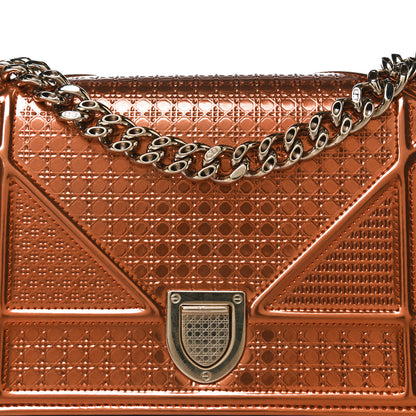 Christian Dior Metallic Patent Micro-Cannage Small Diorama Flap Bag Orange 12 of 23