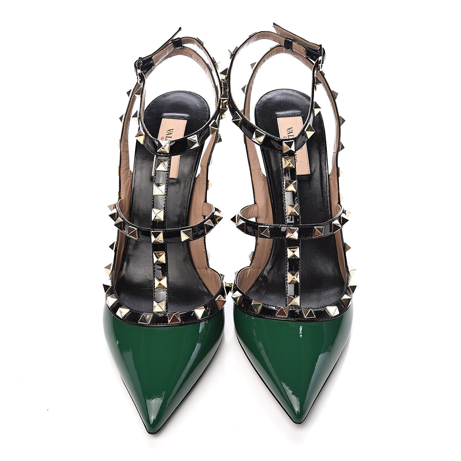 Valentino Garavani Patent Rockstud Ankle Strap 100mm Pumps 41 Smeraldo Black 3 of 10