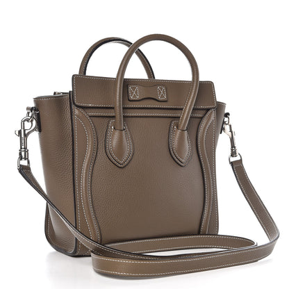 Celine Drummed Calfskin Nano Luggage Souris 3 of 19