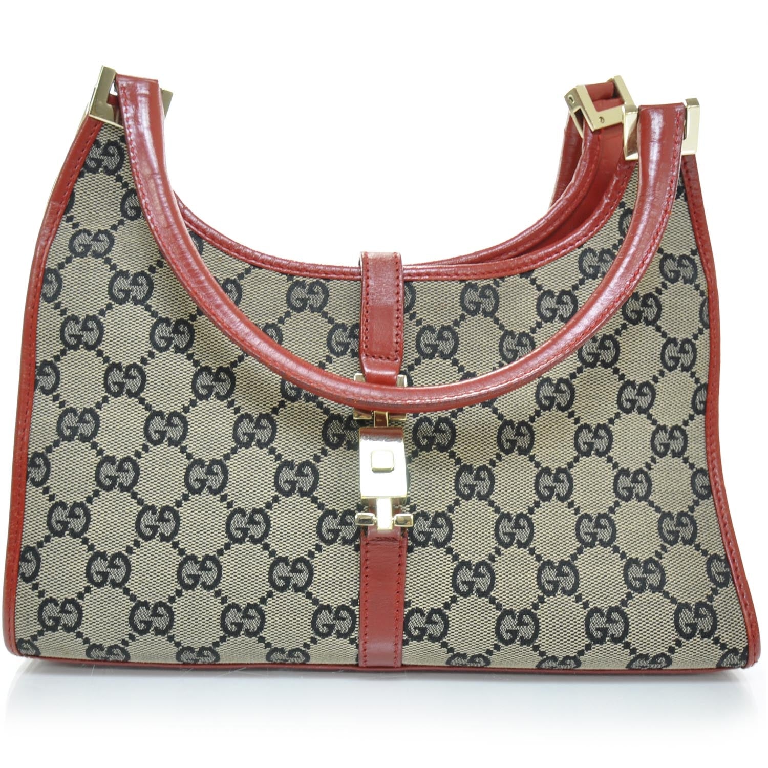Gucci Monogram Small Bardot Tote Navy Red 1 of 8