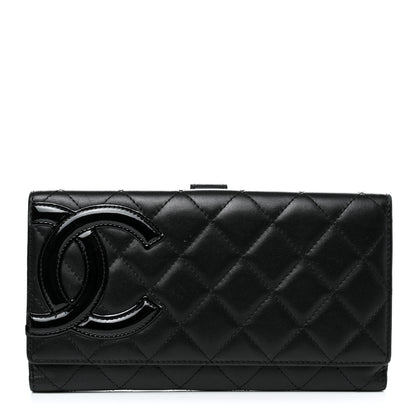 Chanel Calfskin Quilted Cambon Long Double Wallet Black 1 of 15