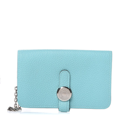Hermes Togo Dogon Card Case Key Holder Bleu Atoll 1 of 8