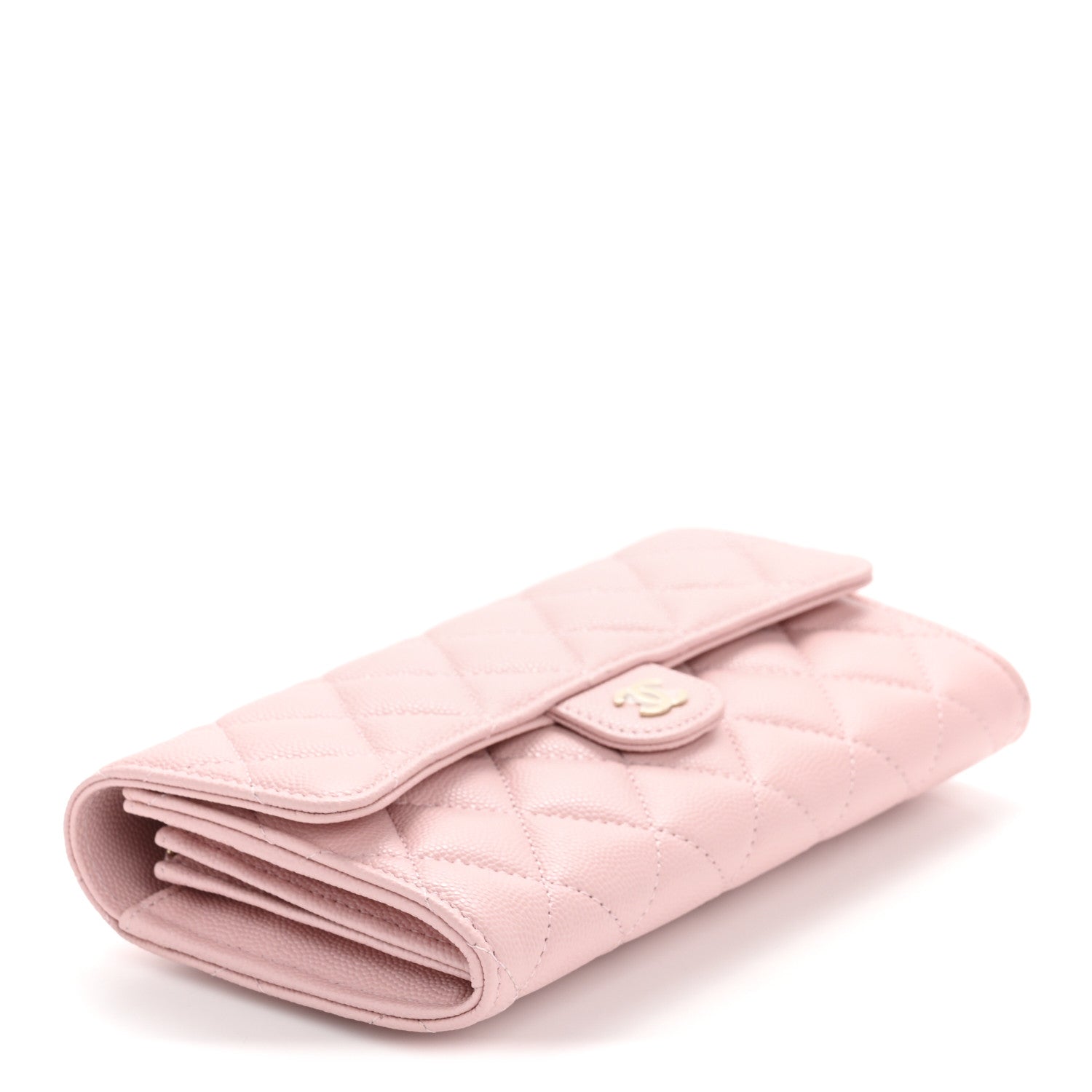 Chanel Caviar Quilted Large Gusset Flap Wallet Light Pink 4 of 9
