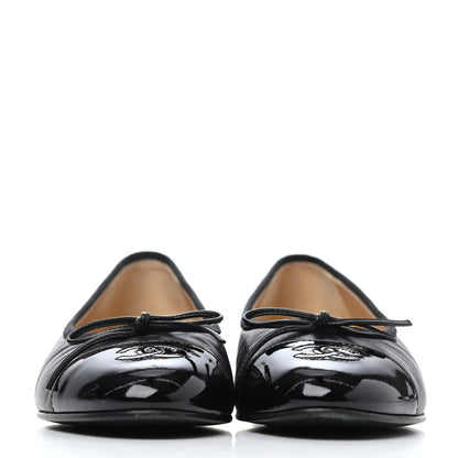 Chanel Lambskin Patent Cap Toe Ballerina Flats 39 Black 2 of 4