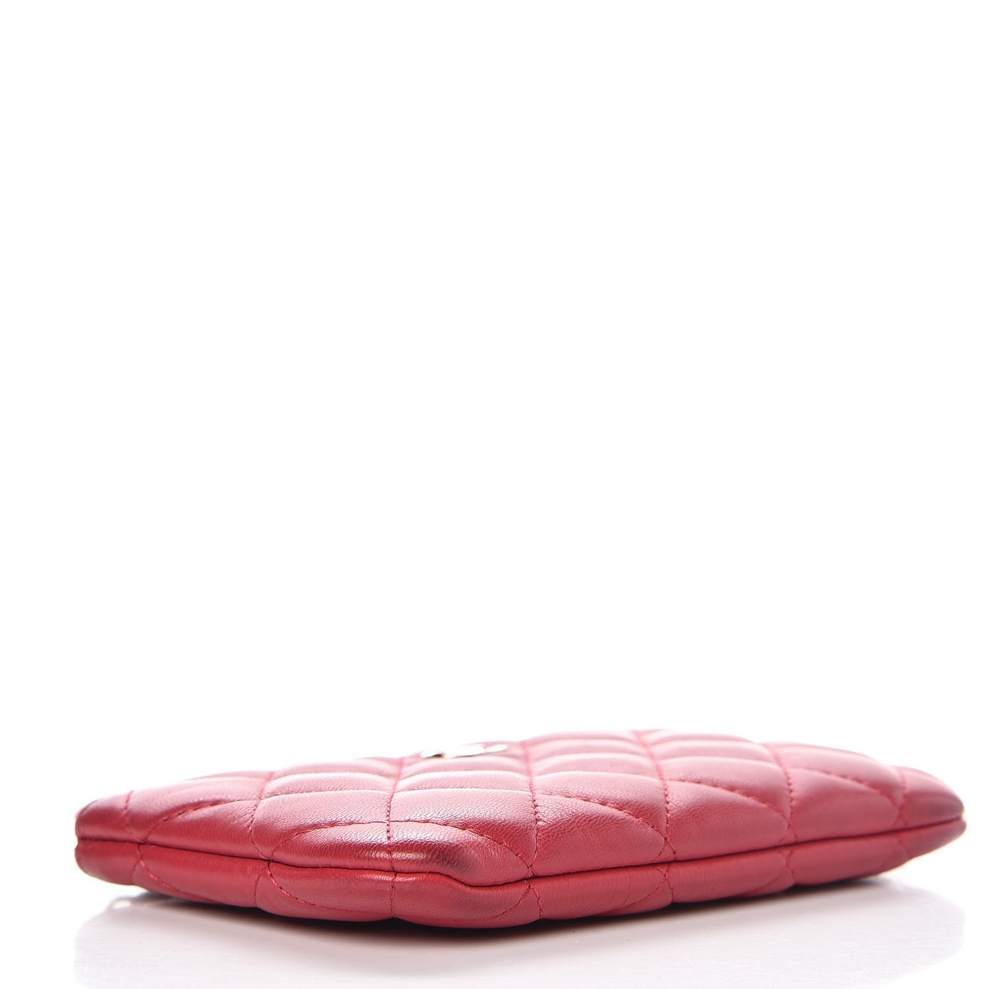 Lambskin Quilted Small Cosmetic Case Dark Pink