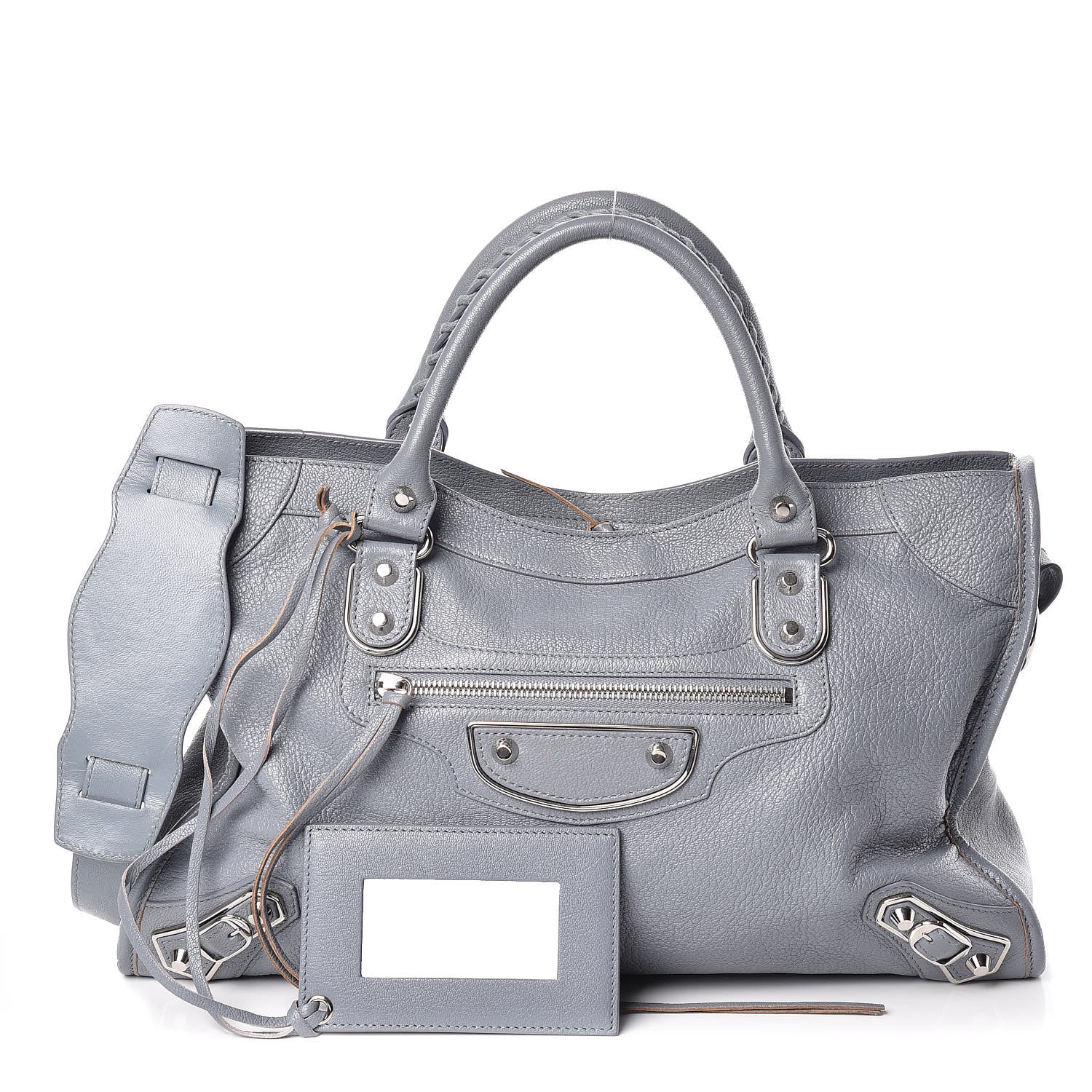 Balenciaga Chevre Silver Metallic Edge Hardware City Bleu Acier 1 of 10