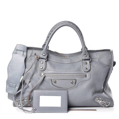 Balenciaga Chevre Silver Metallic Edge Hardware City Bleu Acier 1 of 10