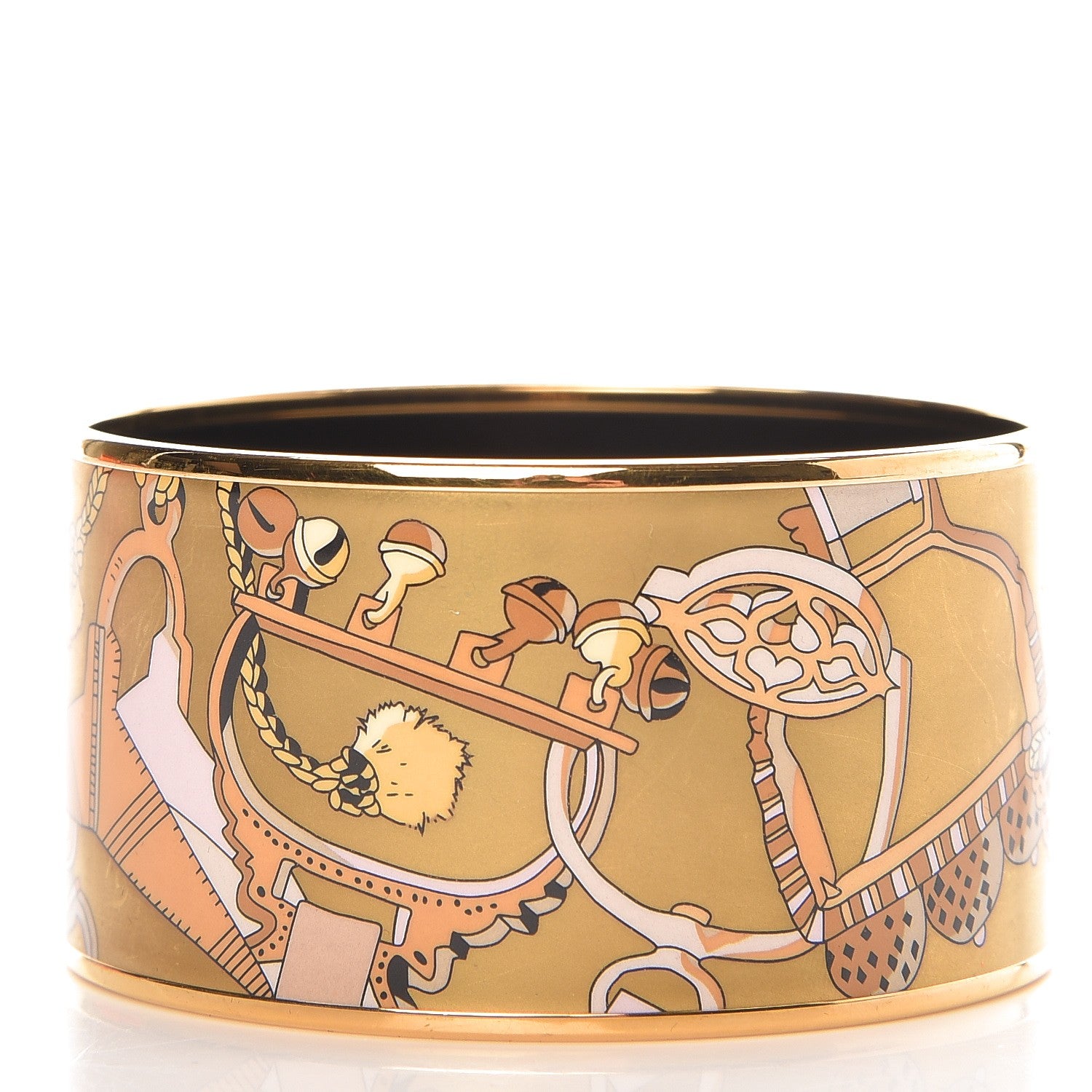 Hermes Enamel Printed Concours d'Etrier Extra Wide Bracelet 65 5 of 6