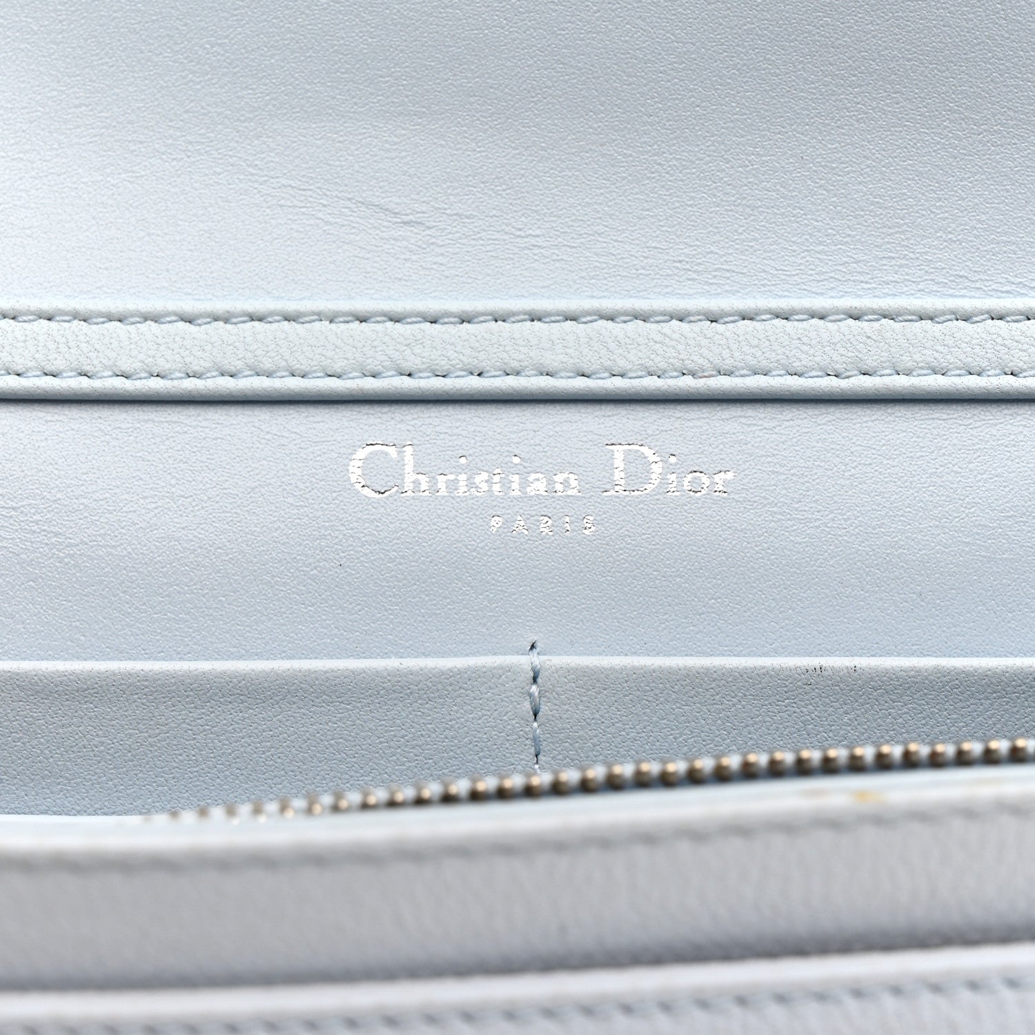 Christian Dior Grained Calfskin Diorama Wallet on Chain Pouch Light Blue 6 of 15