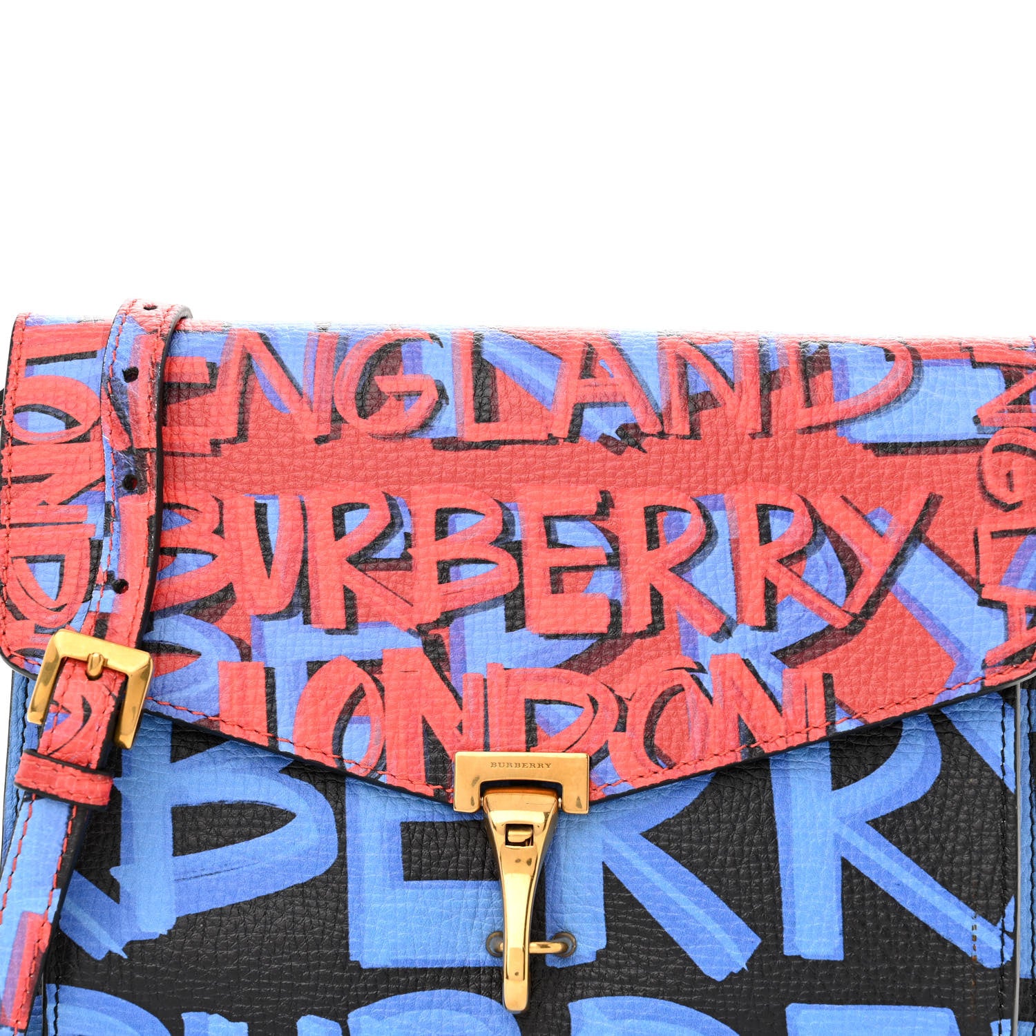 Burberry Calfskin Graffiti Print Small Macken Crossbody Bag Black 8 of 11