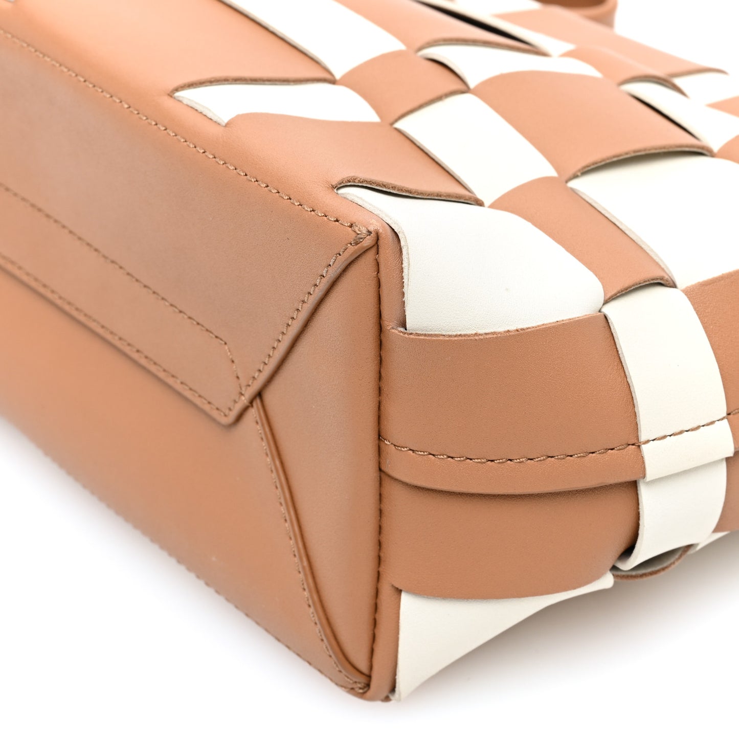 Calfskin Odita Lattice Pouch Camel White