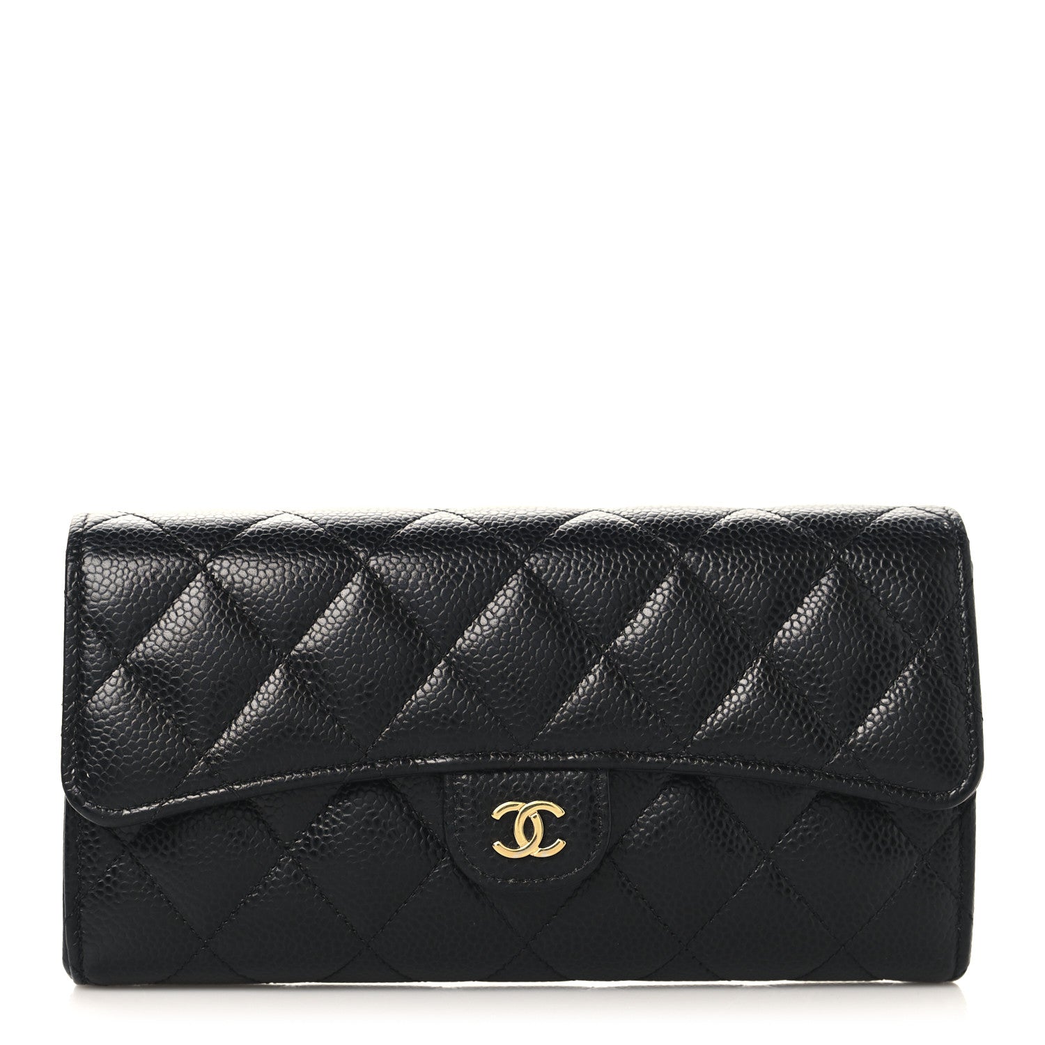 Chanel Caviar Quilted Large Gusset Flap Wallet Black 1 of 8