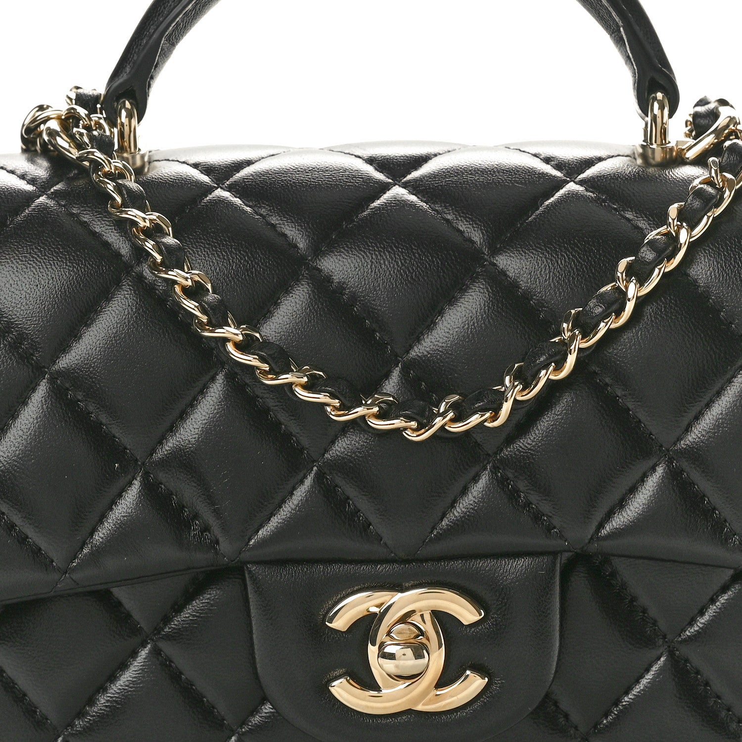 Chanel Lambskin Quilted Mini Top Handle Rectangular Flap Black 8 of 10
