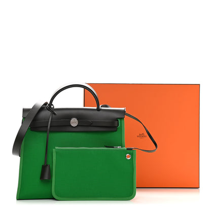 Hermes Vache Hunter Toile Herbag Zip 31 PM Bambou Kaki 12 of 12