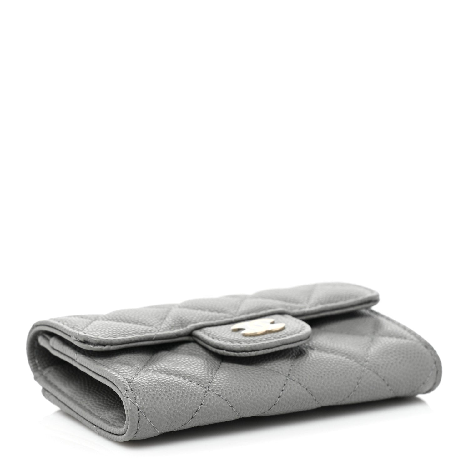 Chanel Caviar Quilted Flap Card Holder Wallet Dark Grey 4 of 9