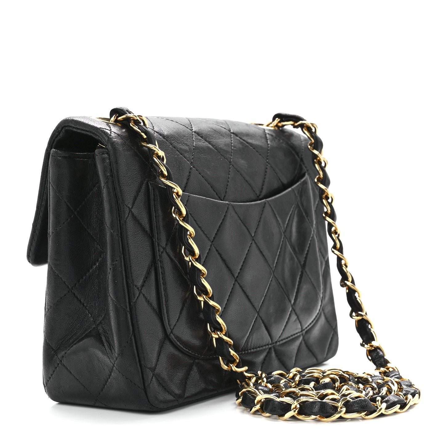 Lambskin Quilted Mini Square Flap Bag Black