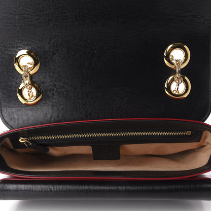 Gucci Azalea Calfskin Bi-Color Small Marina Chain Shoulder Bag New Cherry Red Black 4 of 10
