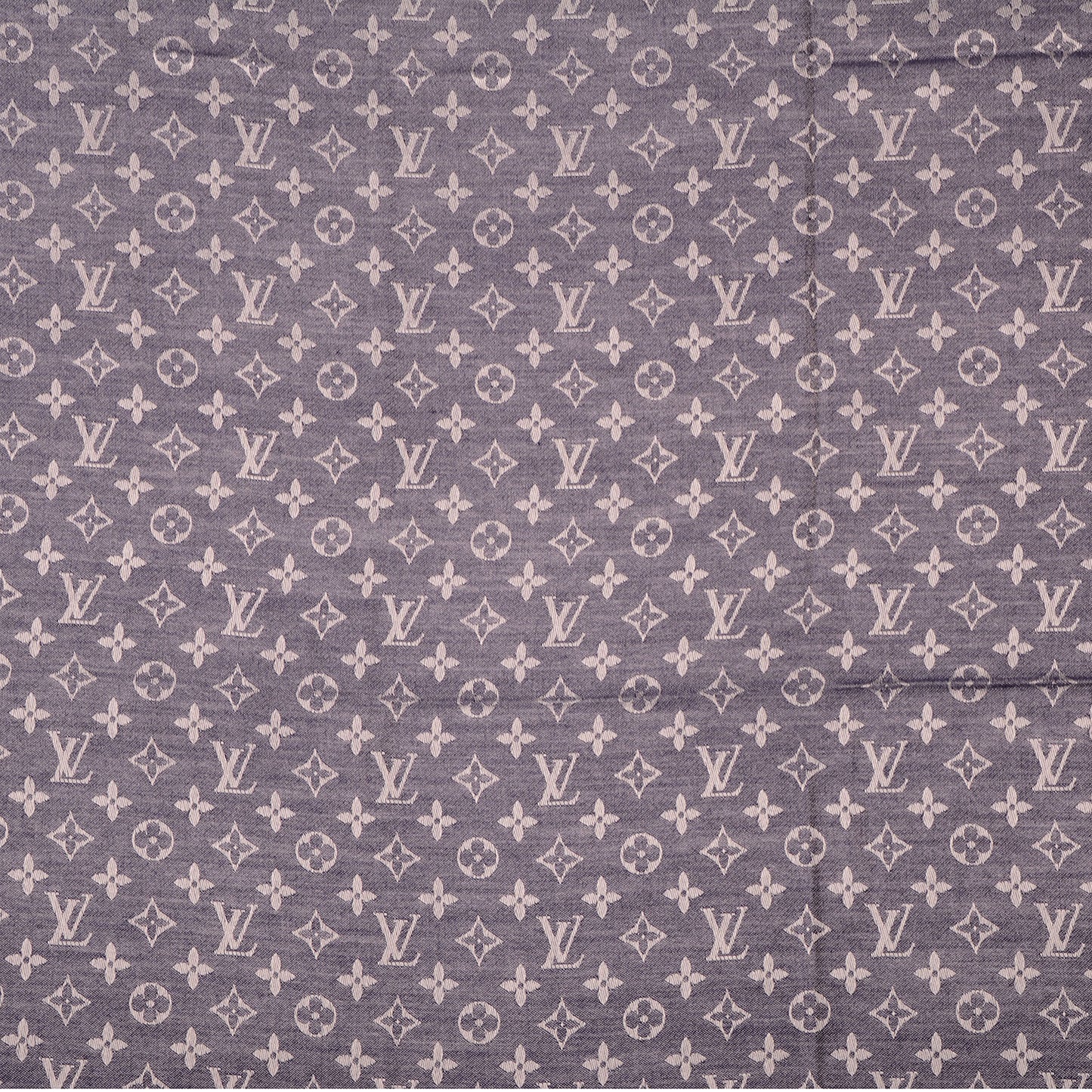 Silk Wool Monogram Denim Shawl Blue