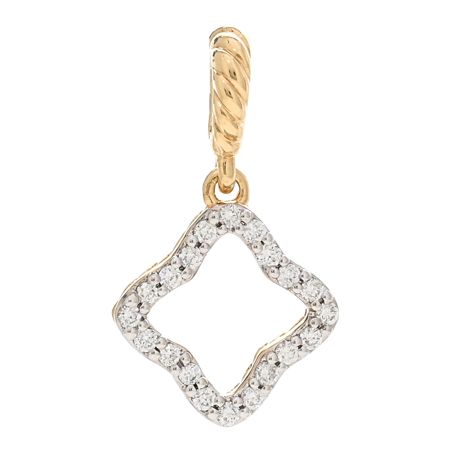 David Yurman 18K Yellow Gold Diamond Cable Collectibles Quatrefoil Pendant 1 of 4