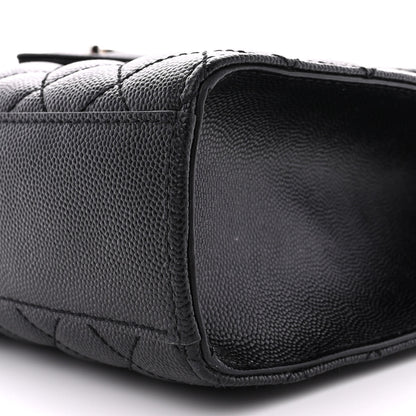 Saint Laurent Grain De Poudre Textured Mixed Matelasse Large Triquilt Monogram Satchel Black 10 of 12