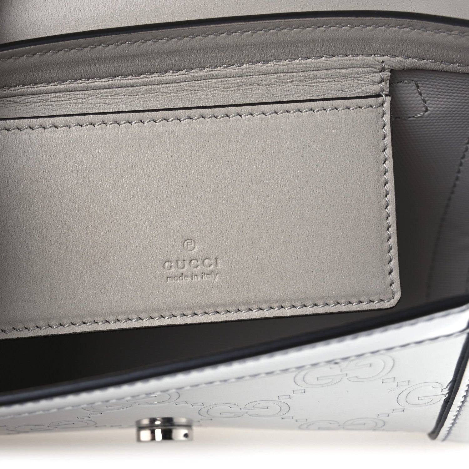 Gucci Guccissima Mirror Effect Mini Crossbody Silver Sphinx 7 of 14