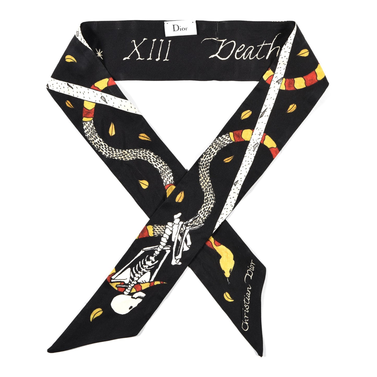 Silk Tarot Card Death Scarf Mitzah Black Multicolor