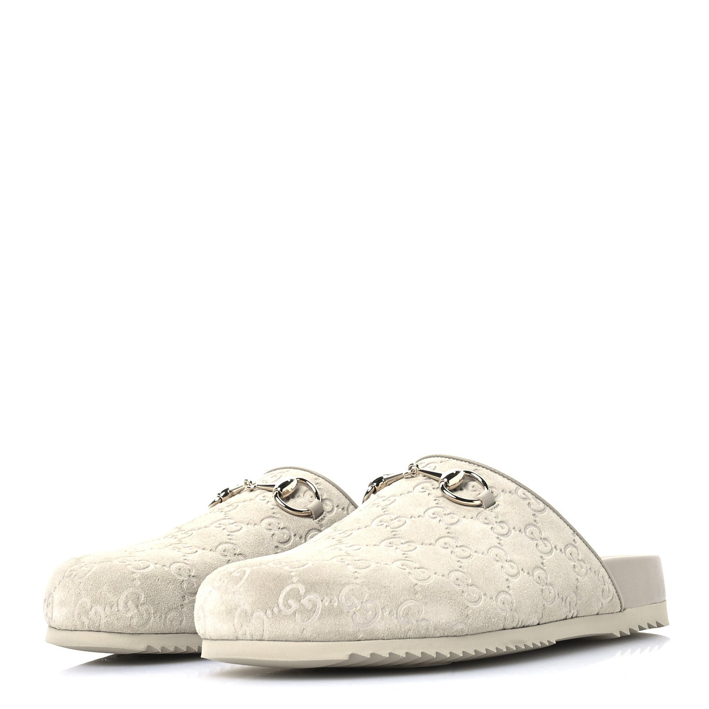 Luxury Suede Guccissima Miro Soft Womens Horsebit Slippers 39.5 Oatmeal