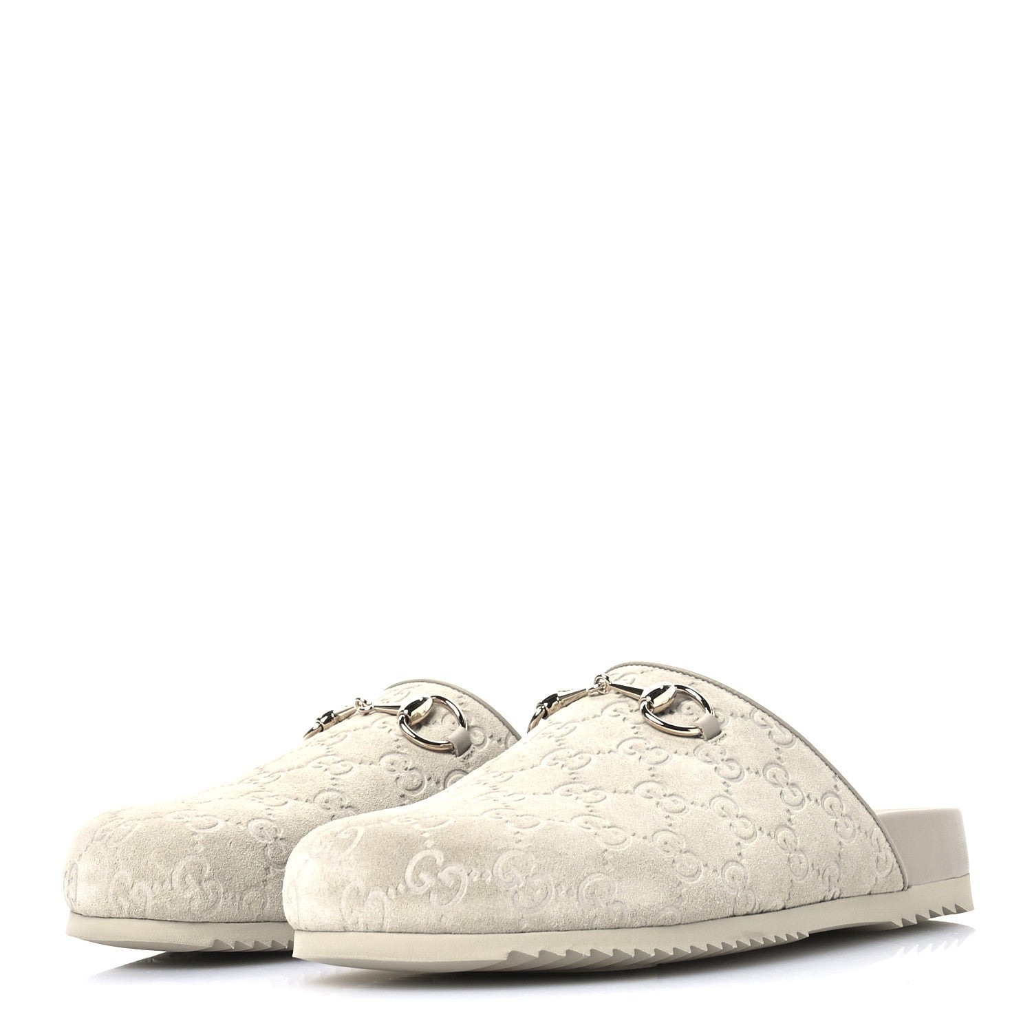 Gucci Luxury Suede Guccissima Miro Soft Womens Horsebit Slippers 39.5 Oatmeal 3 of 9