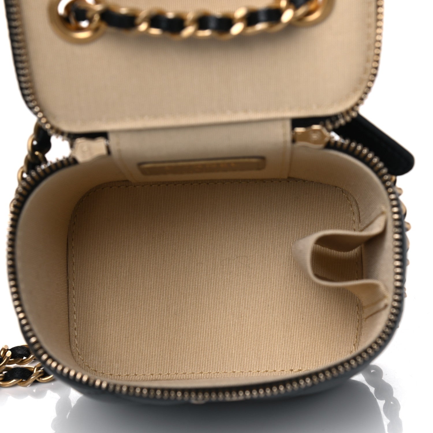 Chanel Lambskin Quilted Mini Pearl Crush Vanity Case With Chain Black 4 of 4