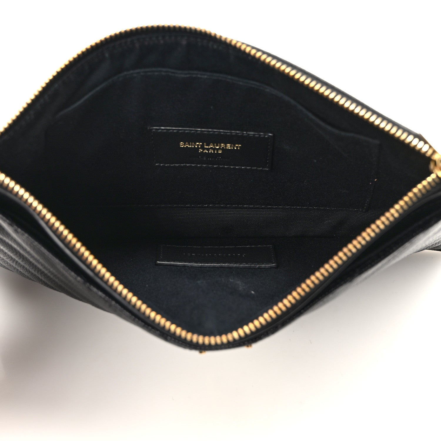 Saint Laurent Grain De Poudre Chevron Monogram Large Bill Pouch Black 5 of 11